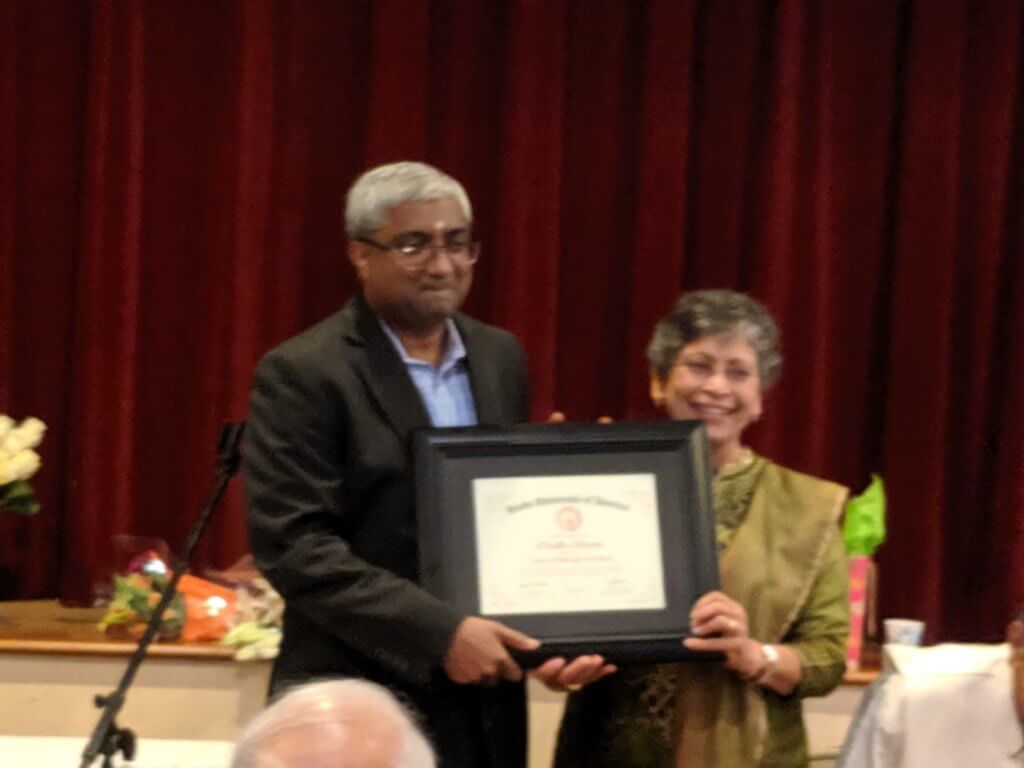 Dr. Madhu Sharma receiving her Ph.D. Degree