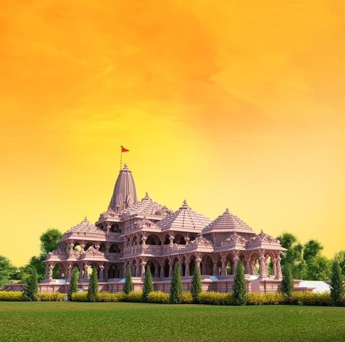 Ram Temple with orange Sky